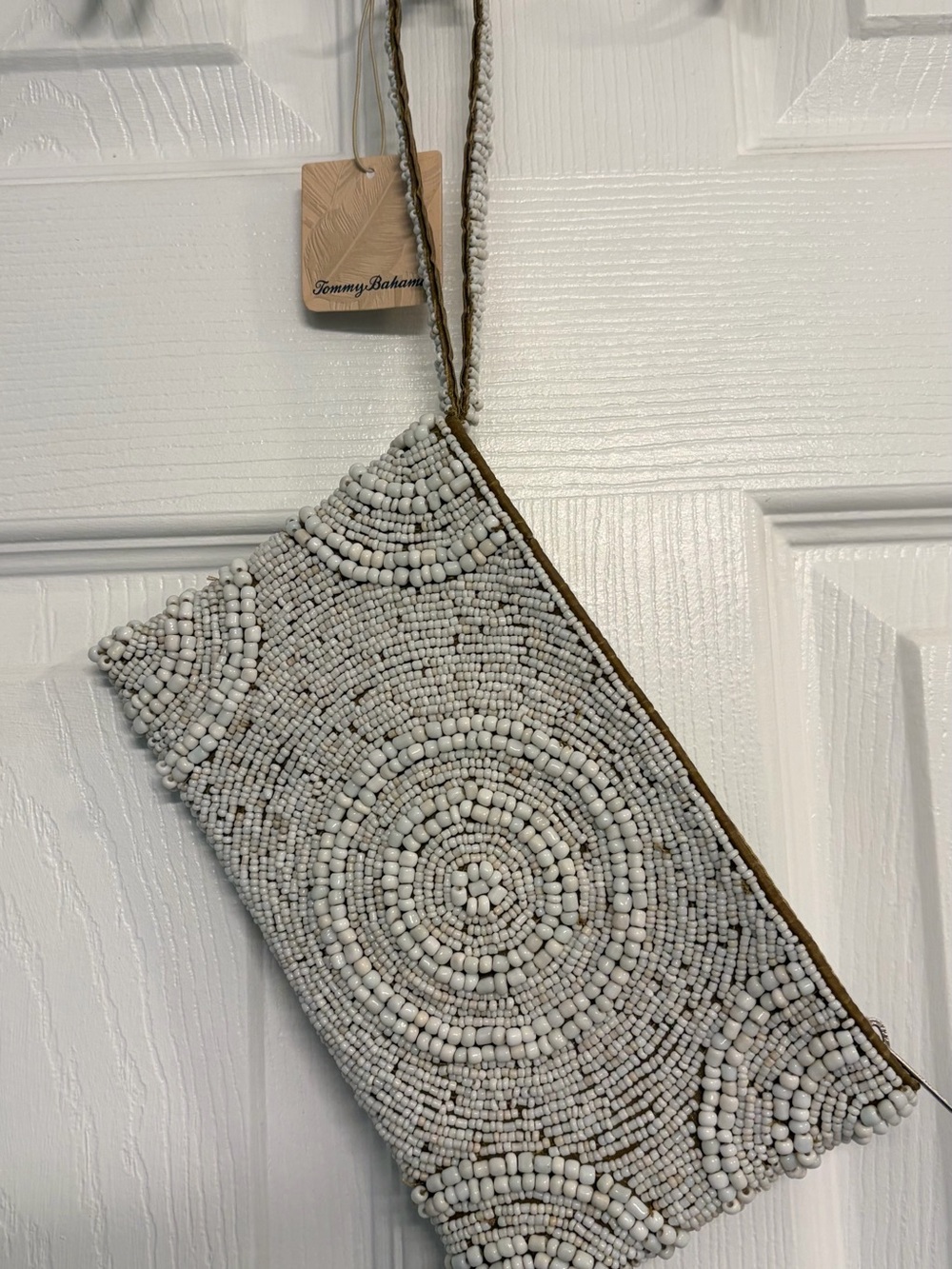 Tommy Bahama Cream Beaded Wristlet Clutch